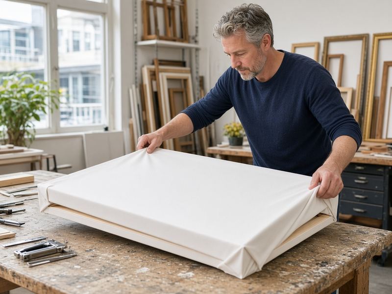 Canvas stretching at Frames Cobalt Canyon